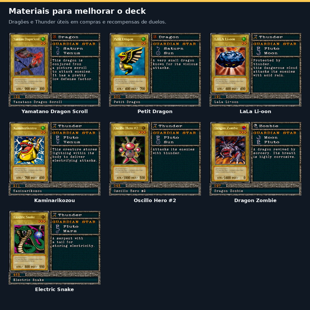 Cartas para melhorar o deck - Yugioh Forbidden Memories